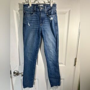 Paige Hoxton Ankle Skinny Jeans size 25 Distressed destructed.